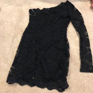 One shoulder lace dress